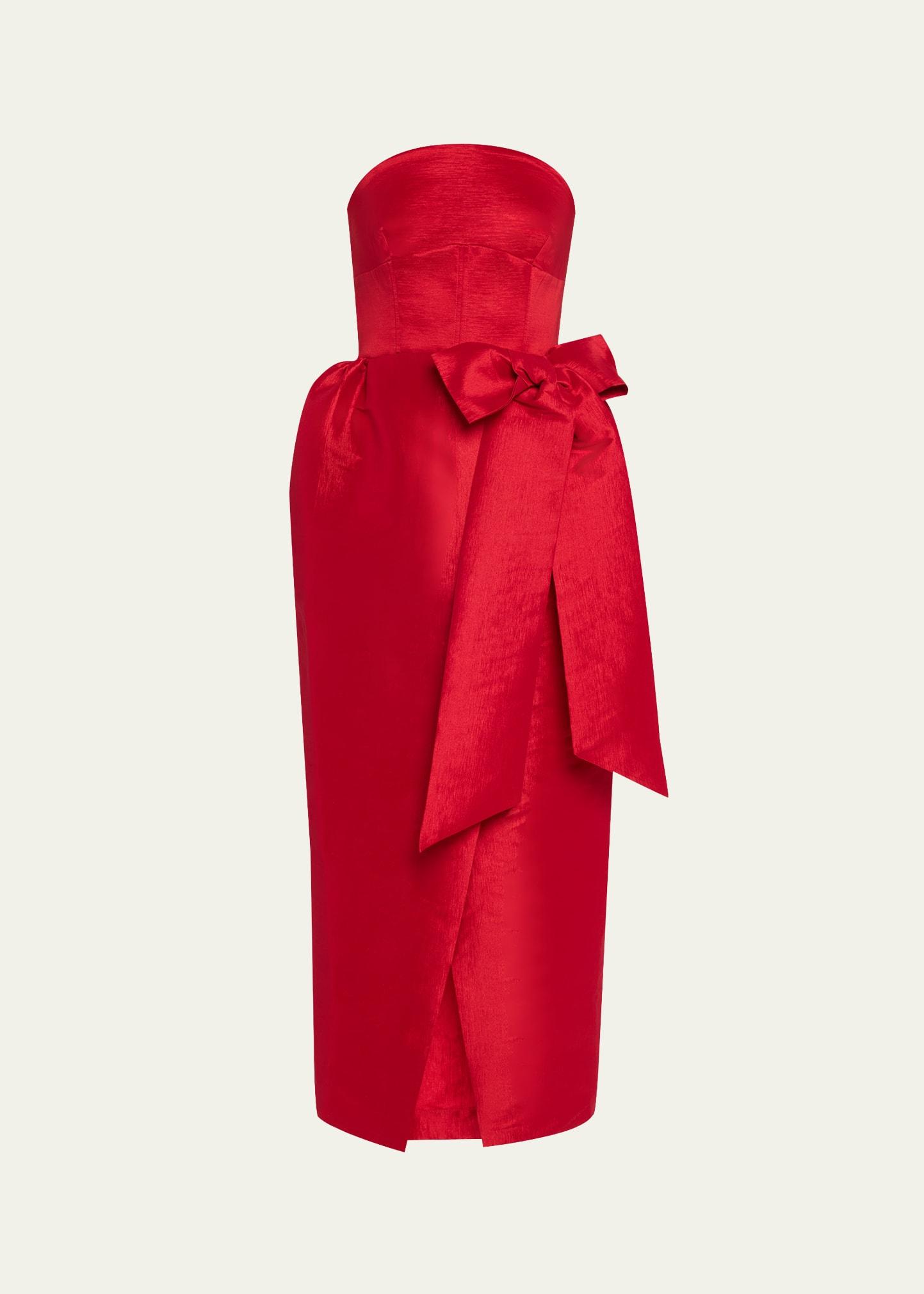 ava strapless long dress with bow