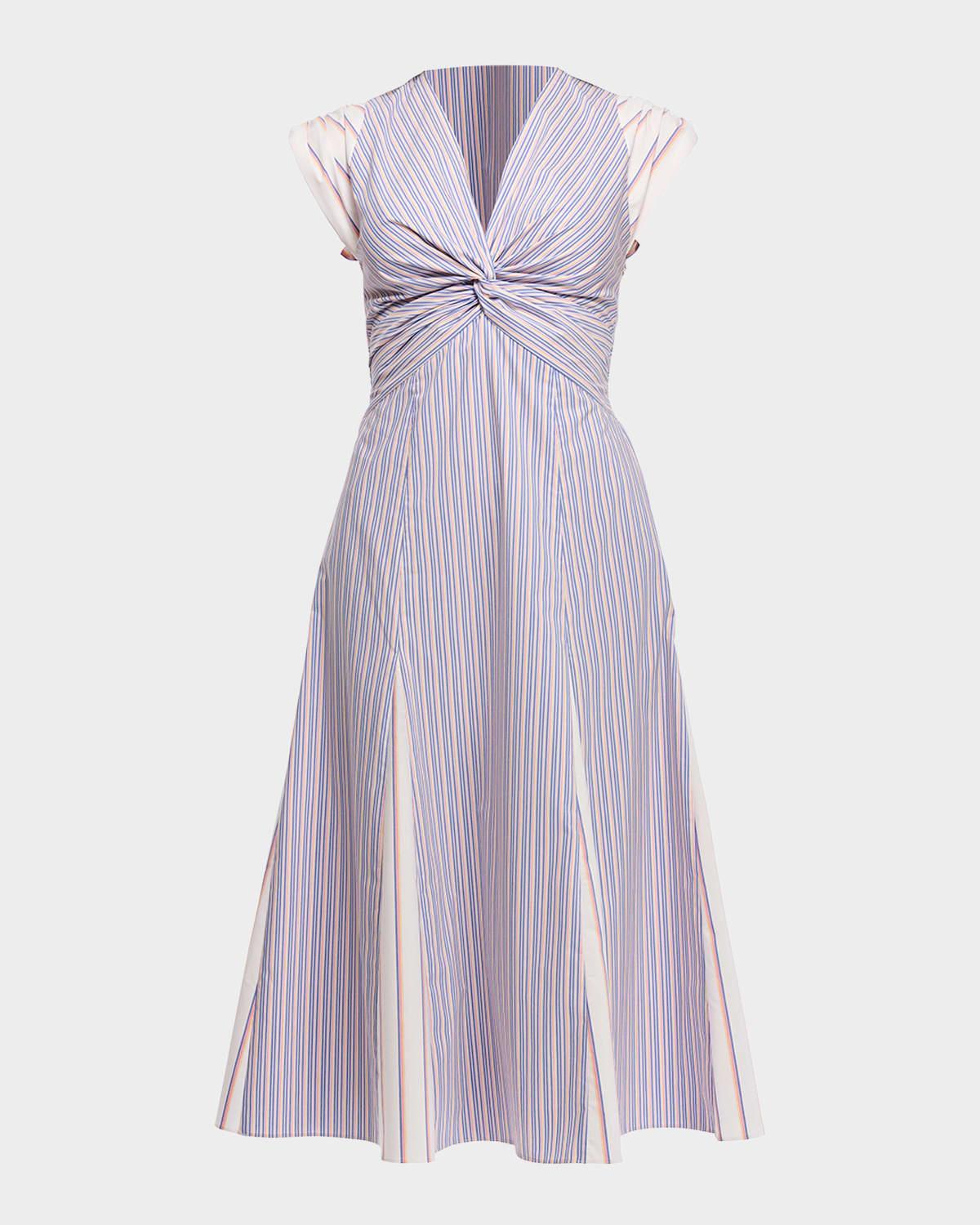 avalynn v-neck striped midi dress