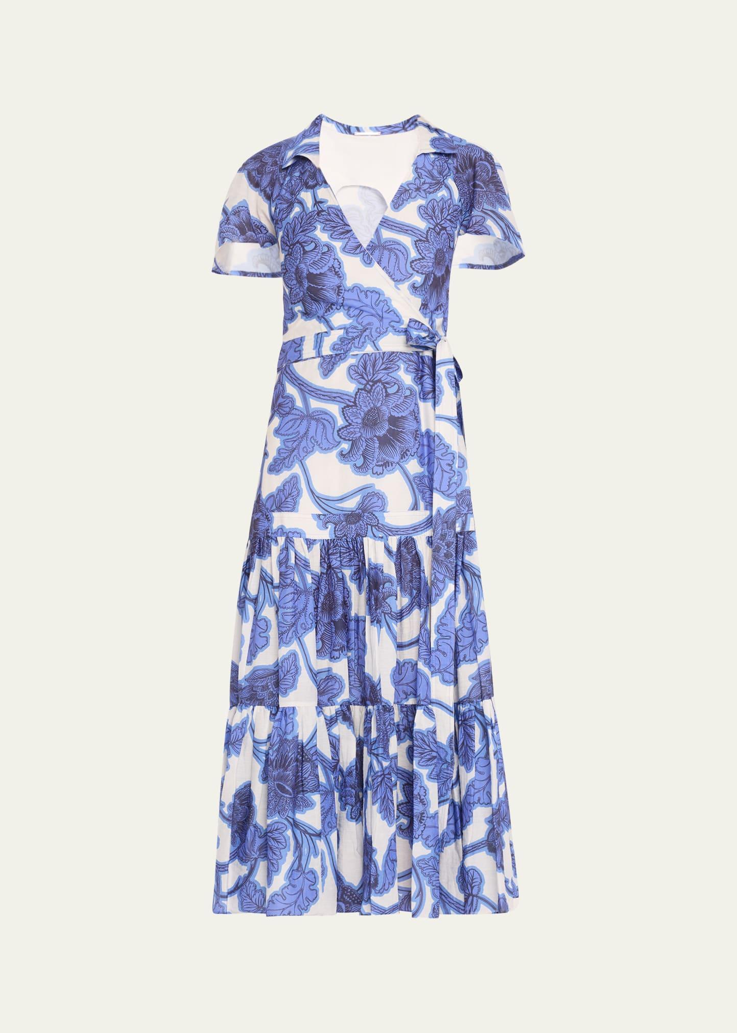 avanna floral short-sleeve wrap dress