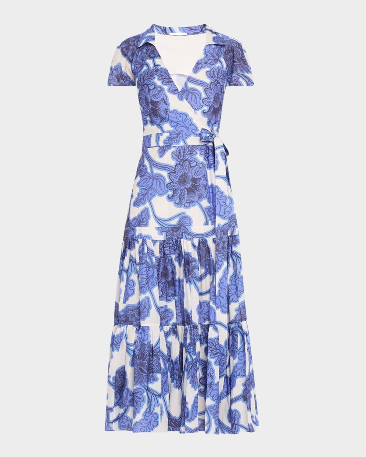avanna floral short-sleeve wrap dress