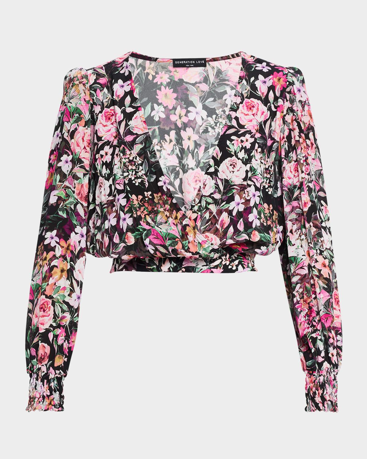 avanna floral wrap blouse