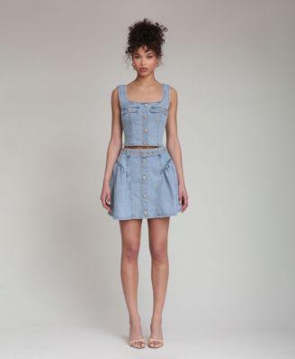 avec les filles womens scoop neck top belted mini skirt