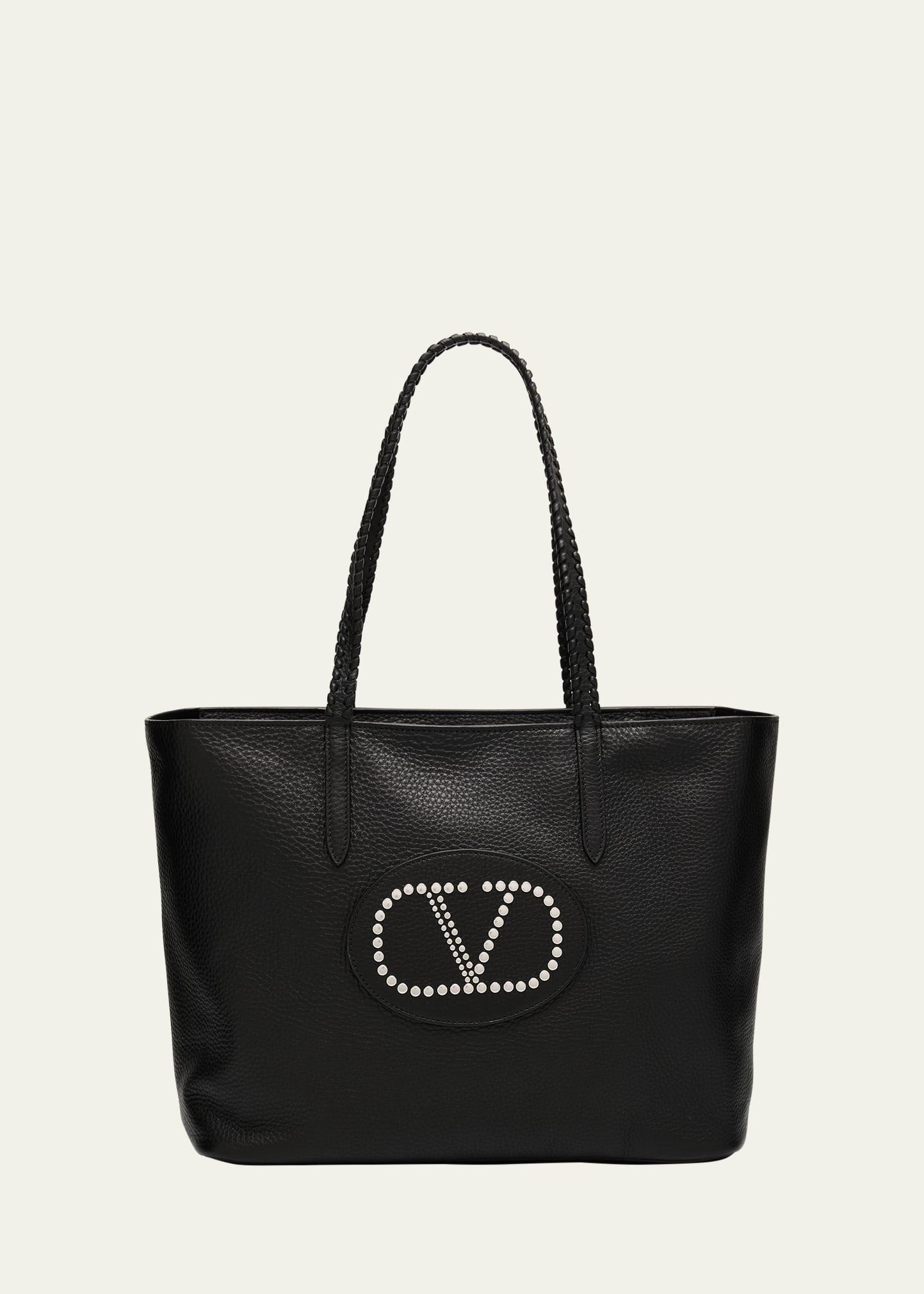 avec toi rivet vlogo leather tote bag