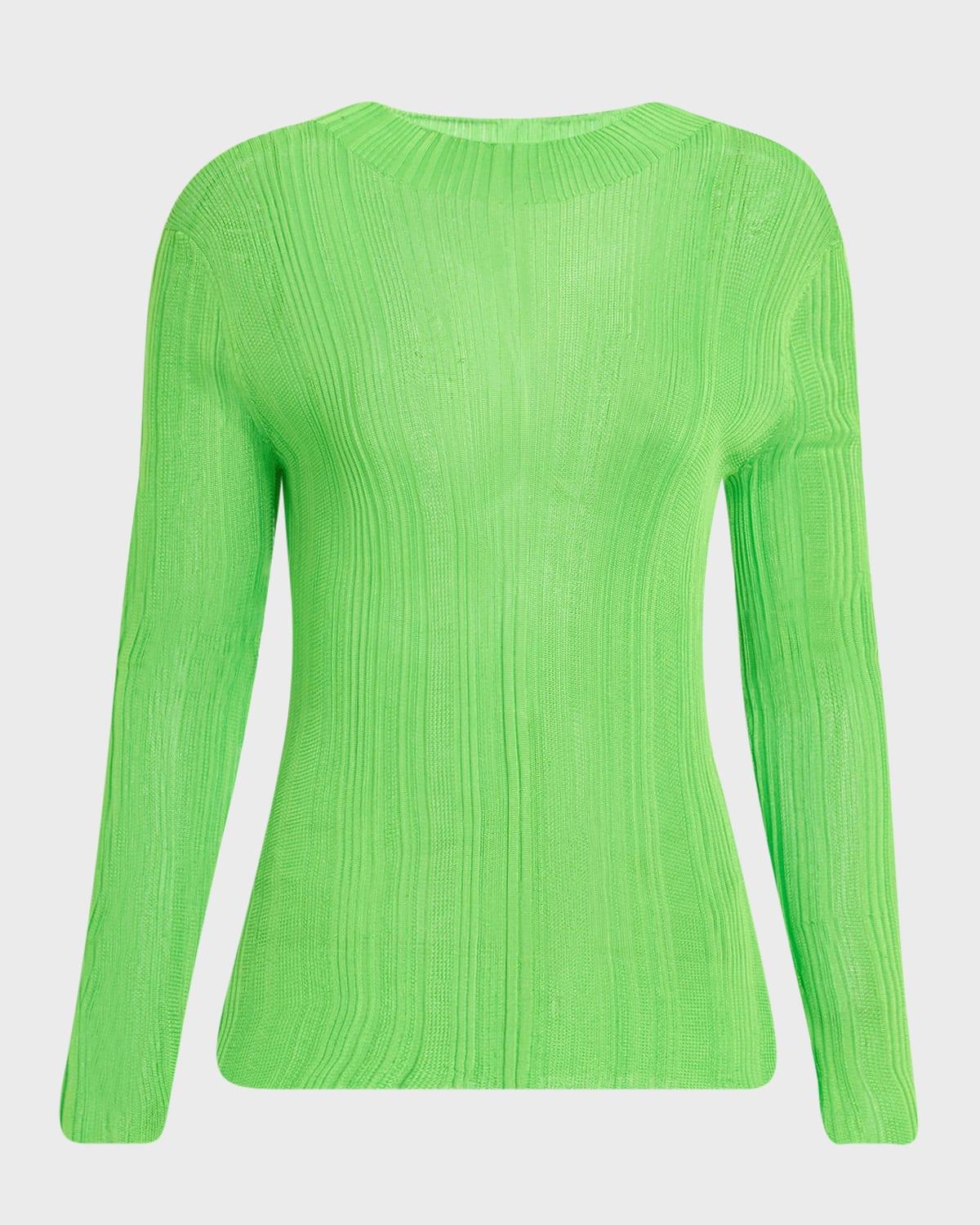 aveda mock-neck silk plisse knit sweater