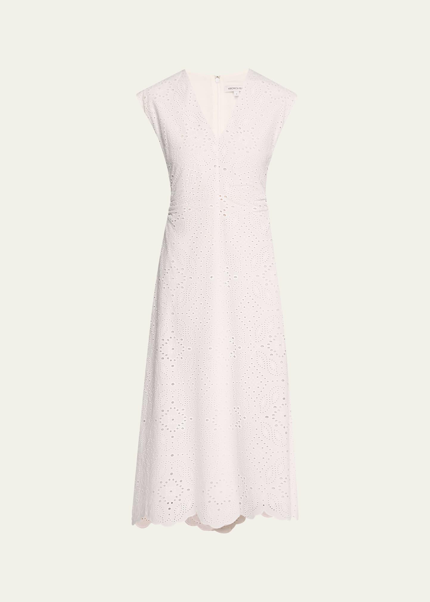 aven eyelet a-line midi dress