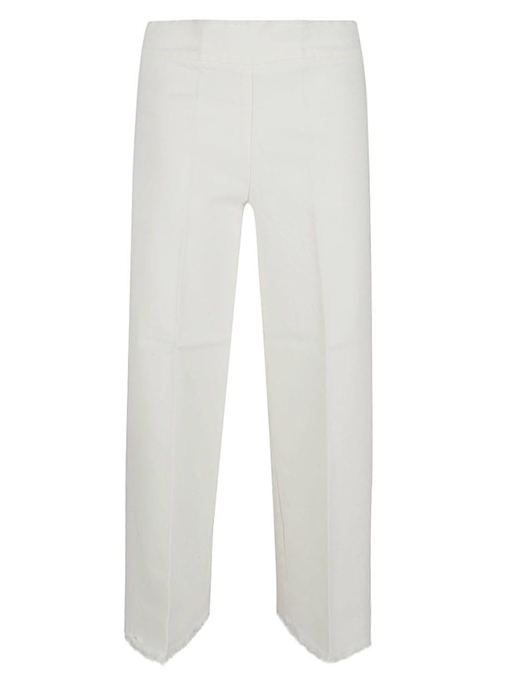 avenue montaigne cropped frayed denim trousers