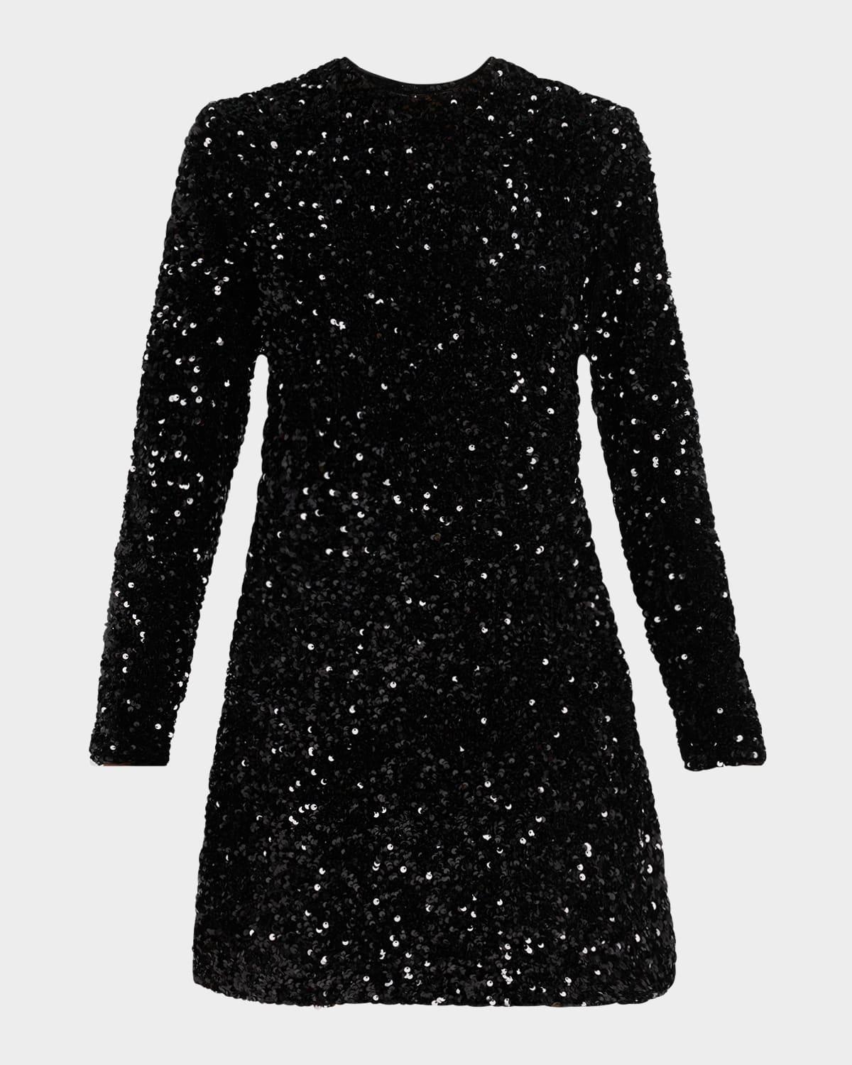 avery sequined open-back mini dress