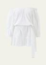 avi eyelet off-shoulder mini dress