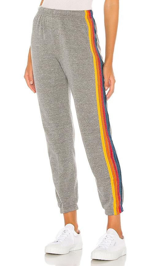 aviator nation 5 stripe sweatpants in grey.
