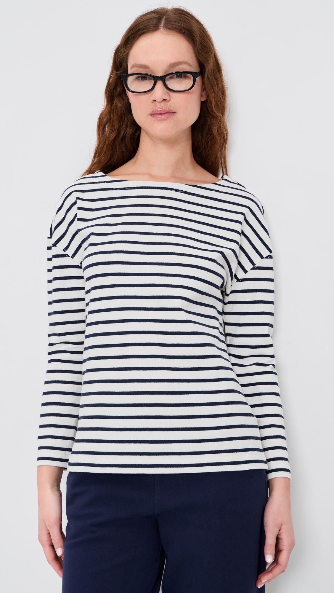 avignon boat neck striped tee in cotton