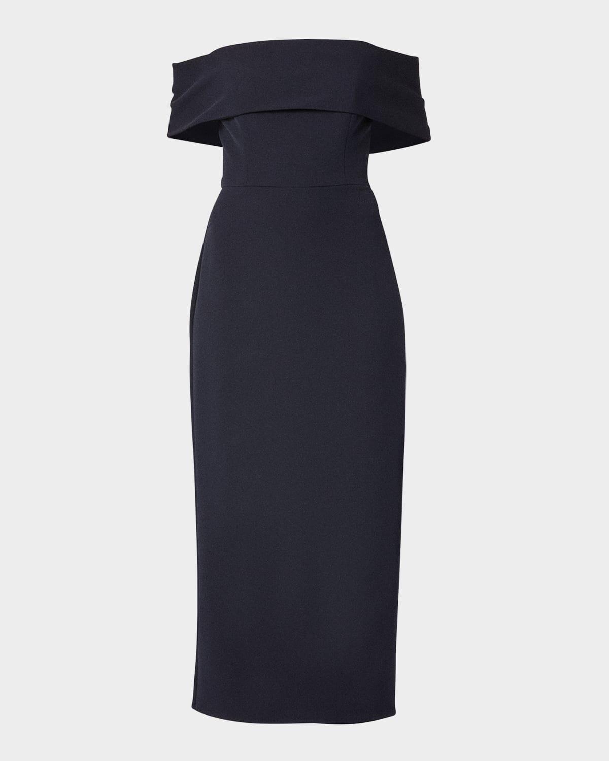 avril off-shoulder column midi dress