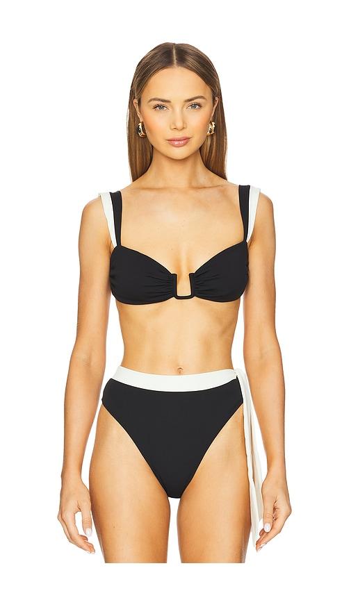 away that day cannes bikini top in black.