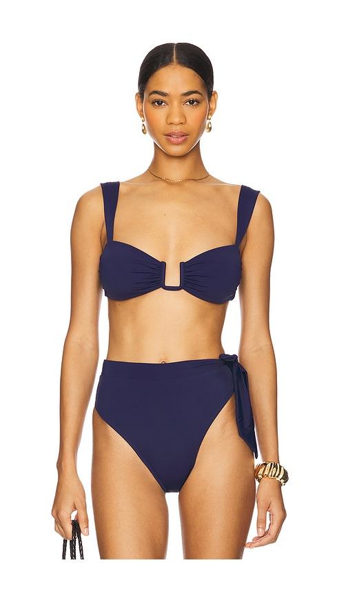 away that day cannes bikini top in blue.