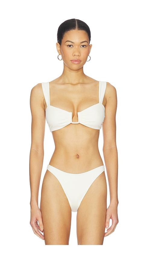 away that day cannes bikini top in ivory.