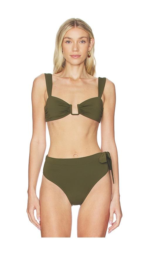away that day cannes bikini top in olive.