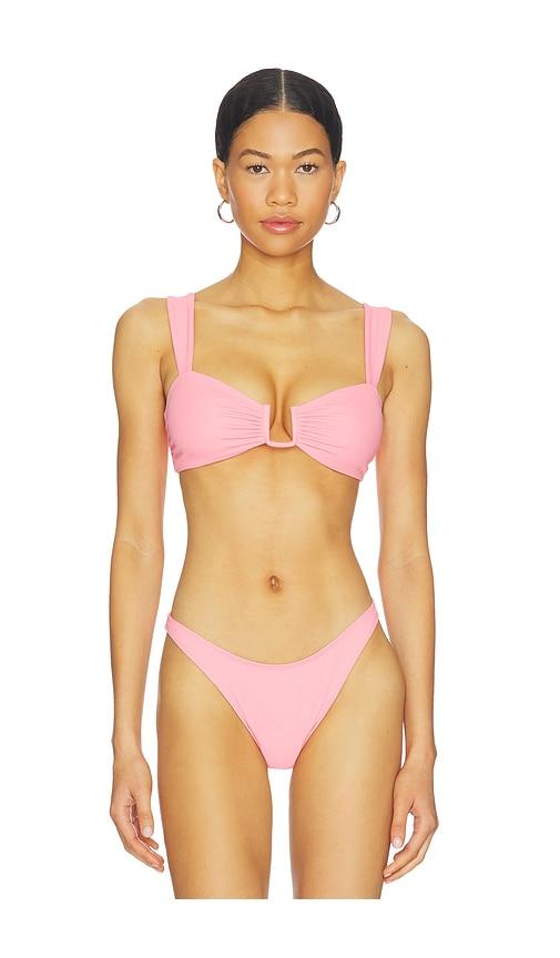 away that day cannes bikini top in pink.