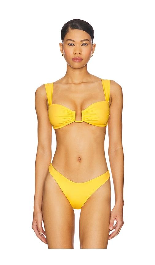 away that day cannes bikini top in yellow.