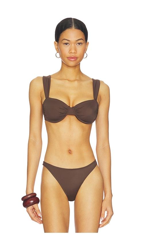 away that day isla del sol bikini top in brown.