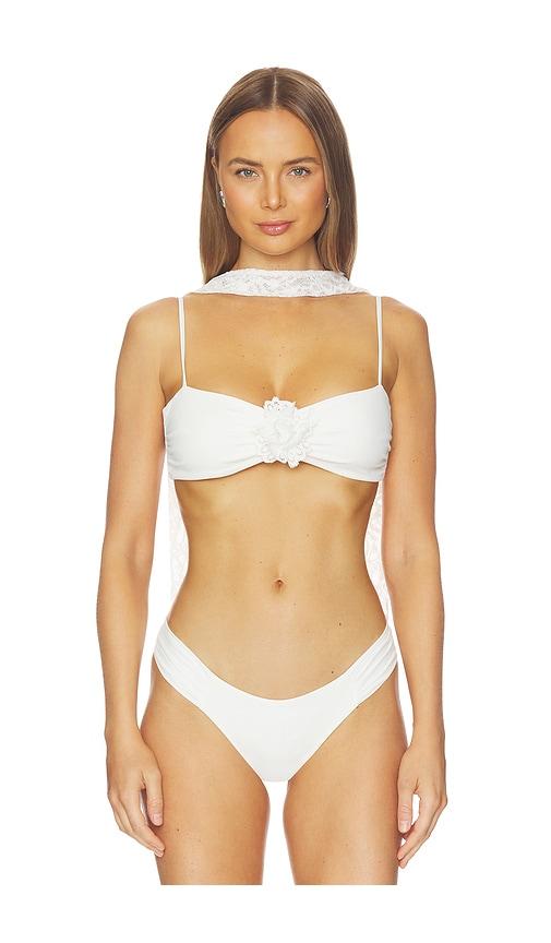 away that day x gigi & olive barbuda top with lace scarf in white.