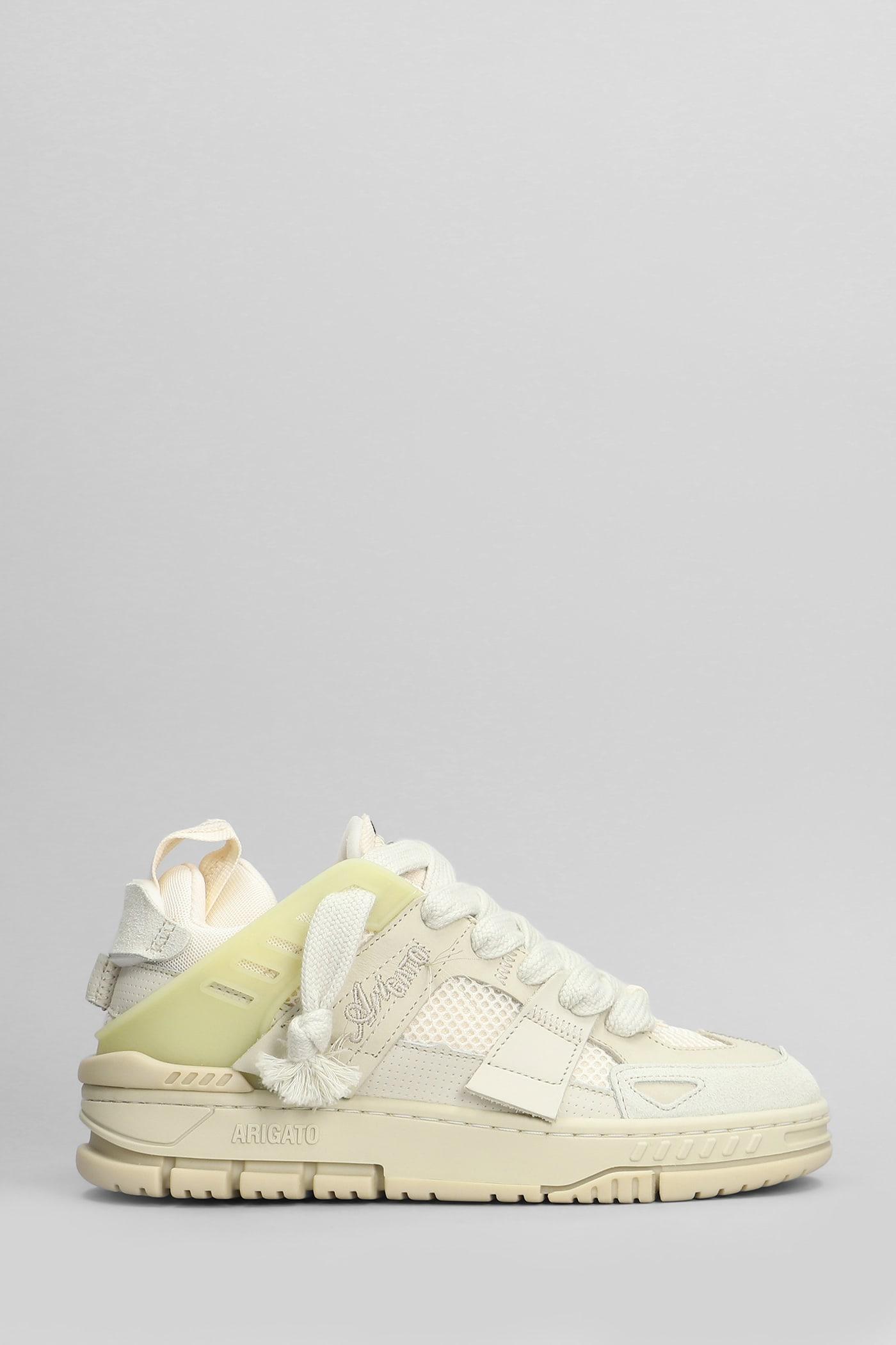 axel arigato area patchwork sneakers in beige suede and leather