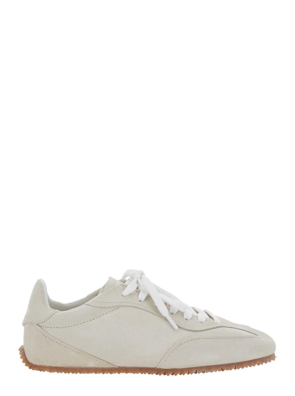 axel arigato daze runner beige sneaker with logo on the tongue and grooved sole in suede woman