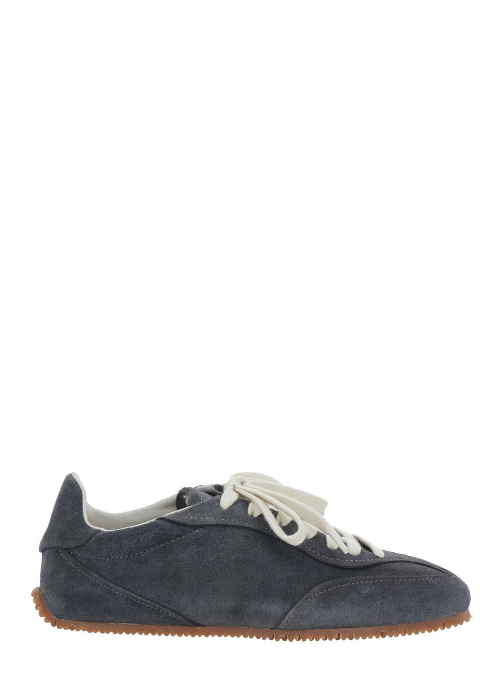 axel arigato daze runner grey sneaker with logo on the tongue and grooved sole in suede woman