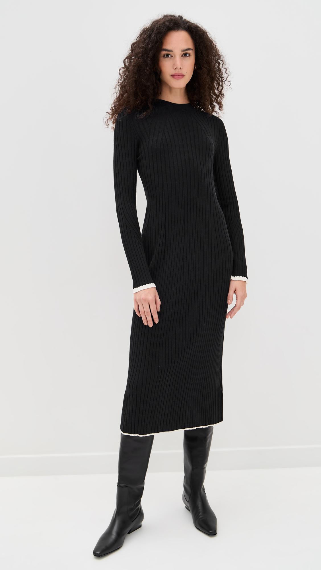 axel rib knit midi dress