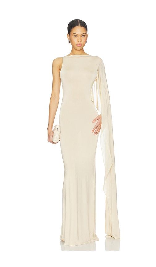 aya muse claro dress in beige.