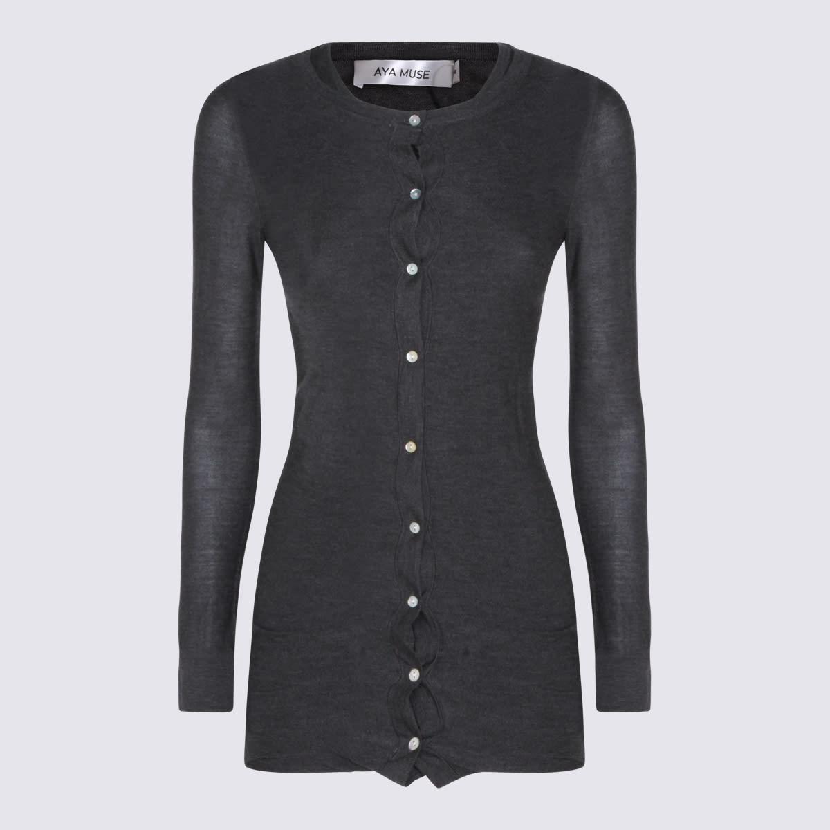 aya muse dark grey silk mini dress