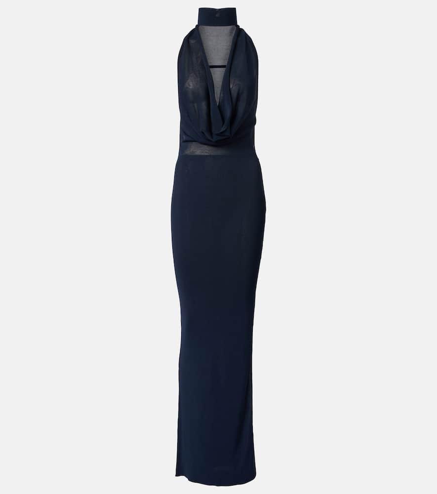 aya muse draped halterneck gown