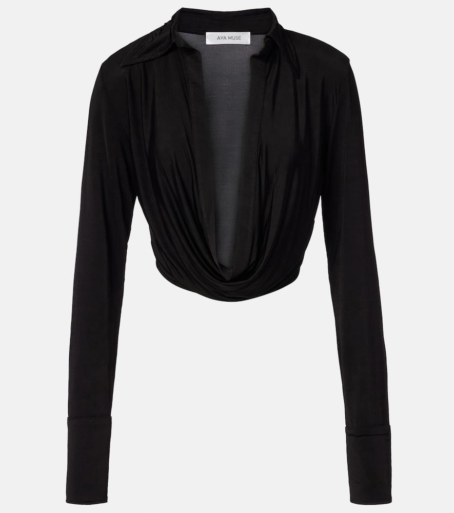 aya muse freya draped crop top