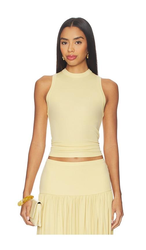aya muse jersey high neck tank top in yellow.