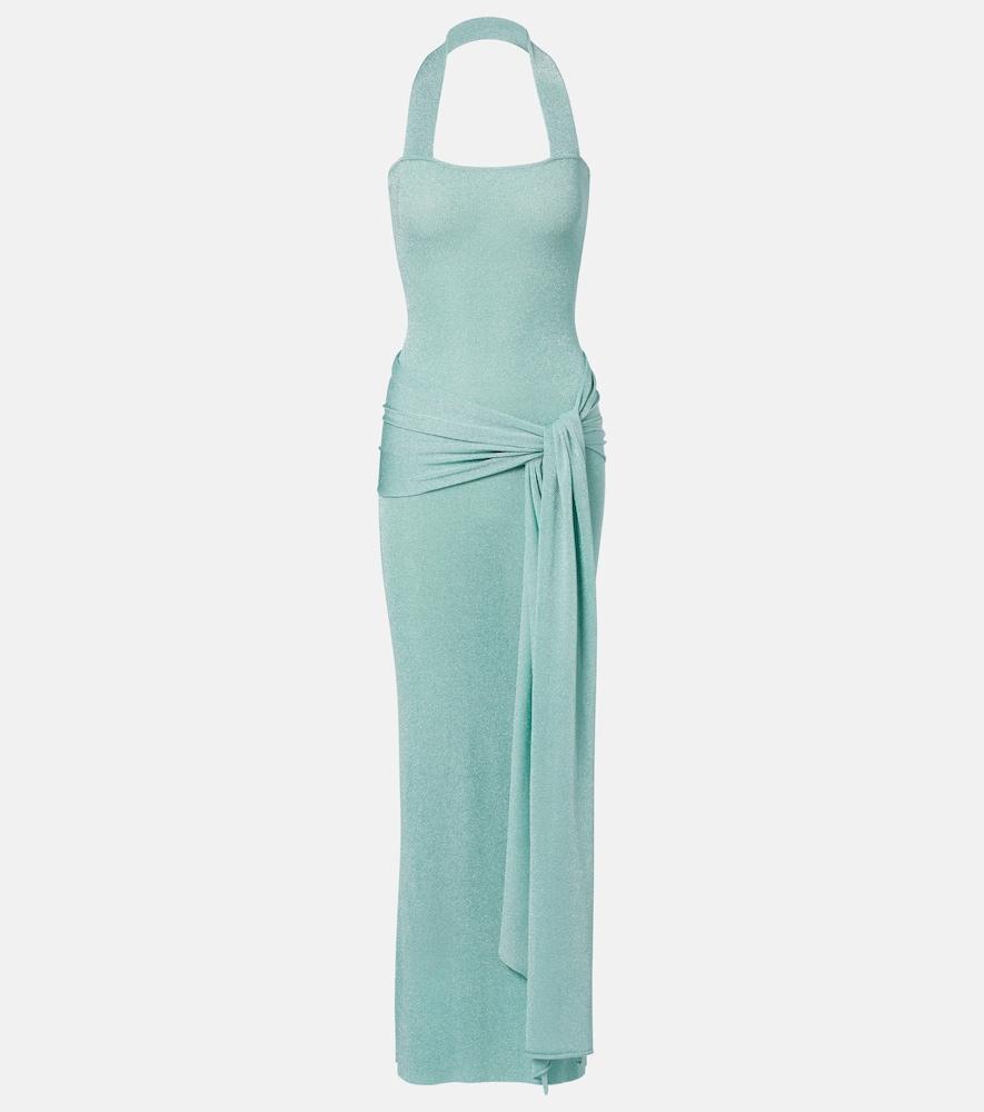 aya muse knitted lamé maxi dress