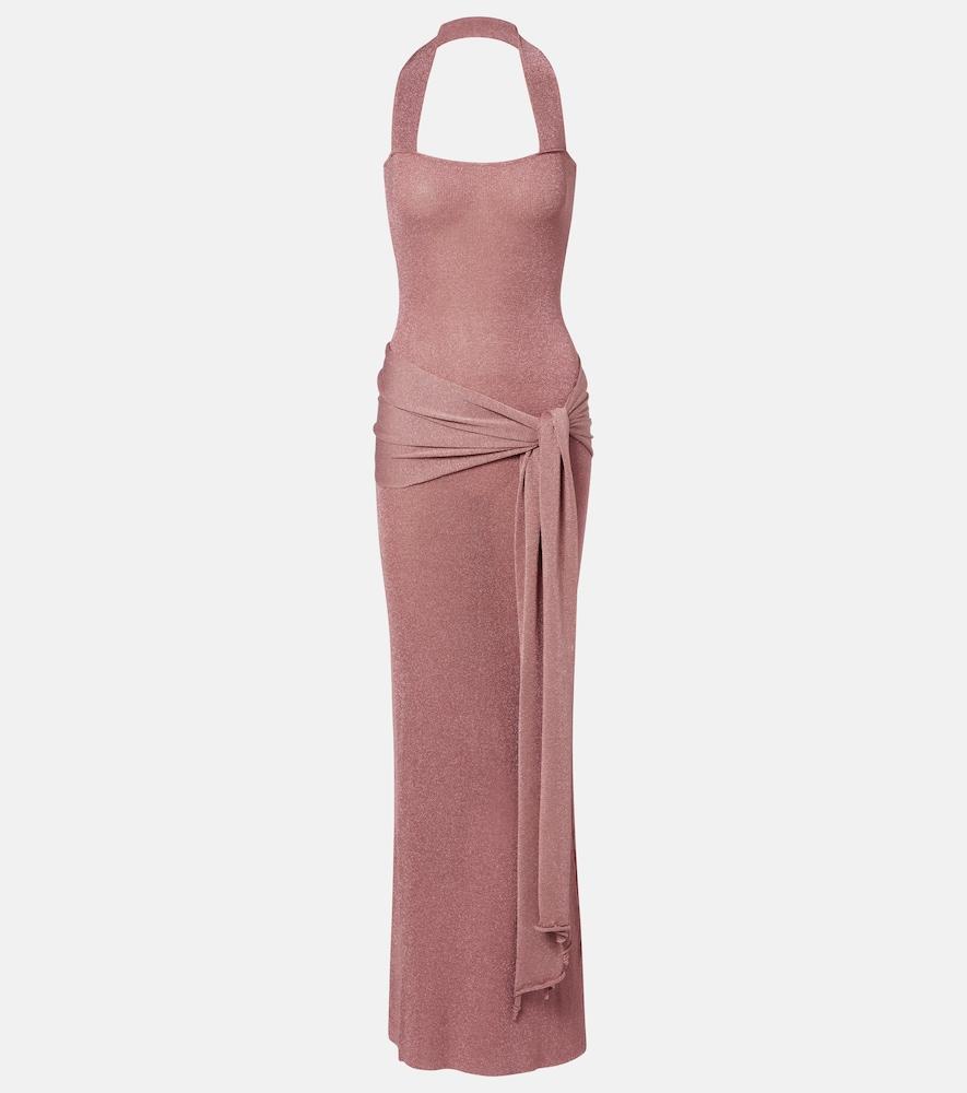 aya muse knitted lamé maxi dress