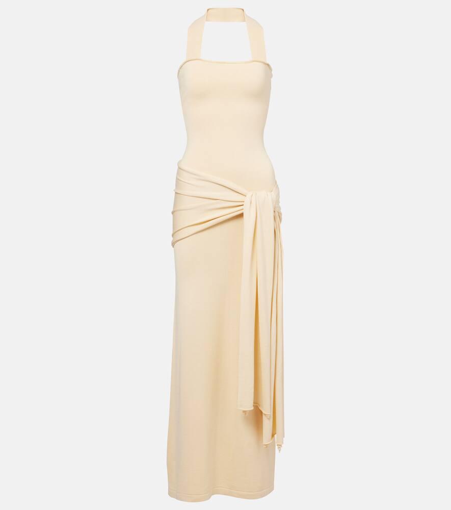 aya muse knitted silk and cotton maxi dress