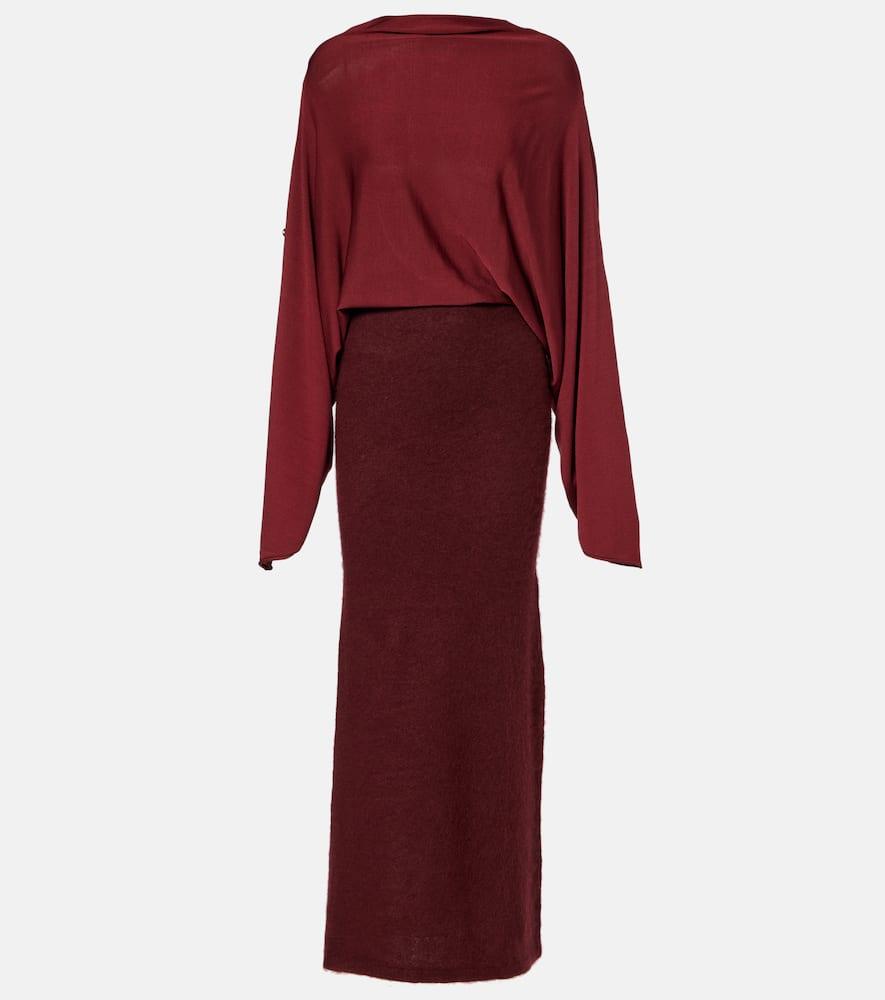 aya muse pine caped maxi dress