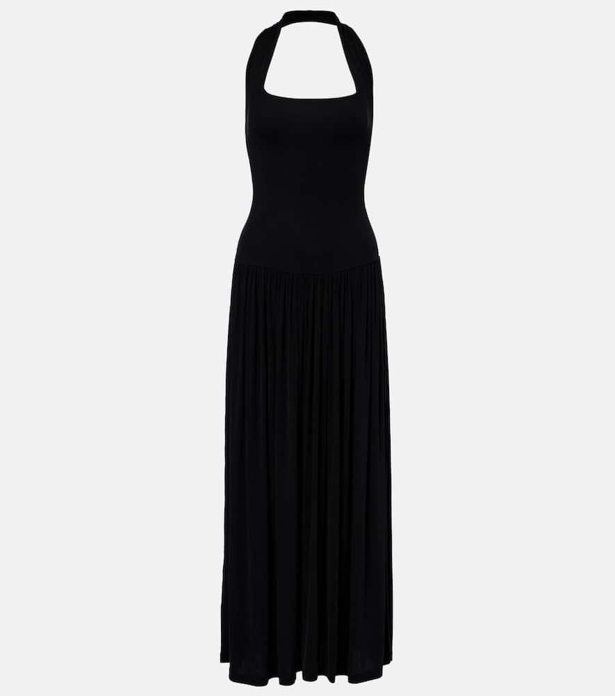 aya muse quill halterneck maxi dress