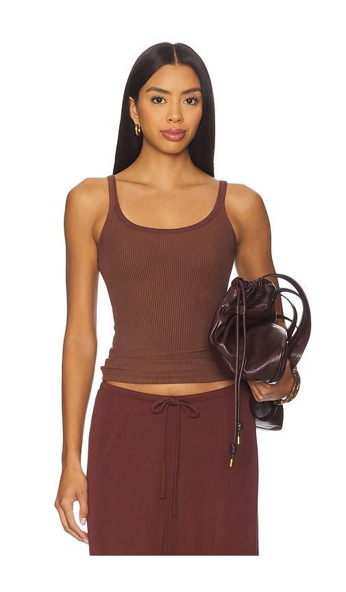 aya muse ribbed tank top in burgundy.