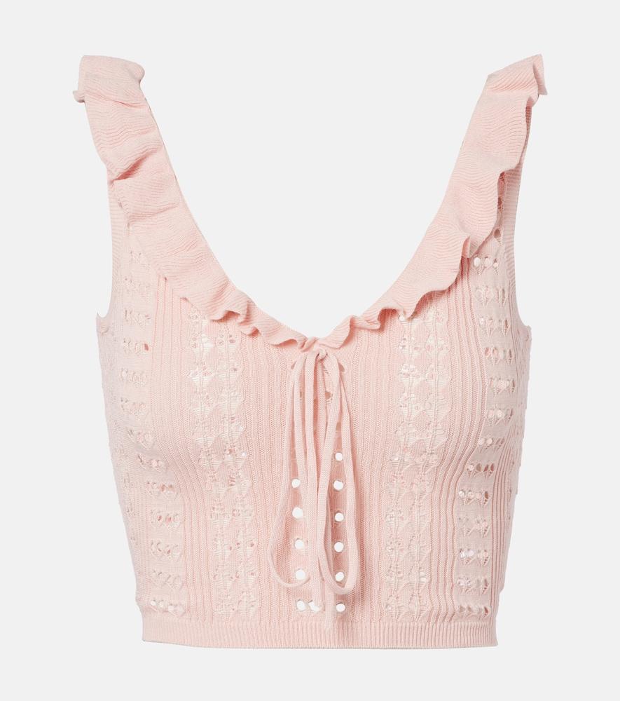 aya muse ruffled pointelle crop top