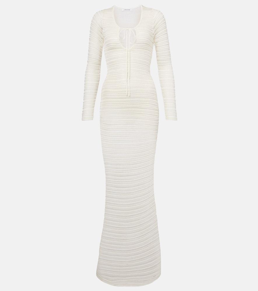 aya muse sheer crochet maxi dress
