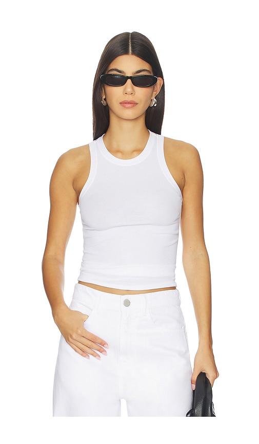 aya muse simple high neck tank top in white.