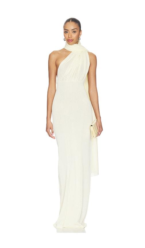 aya muse thea maxi dress in ivory.