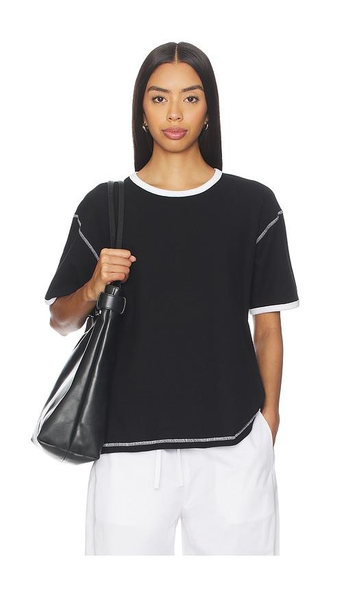 aya muse waffle t shirt in black.