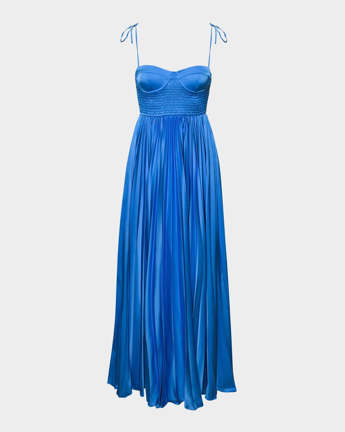 ayla pleated sweetheart satin gown