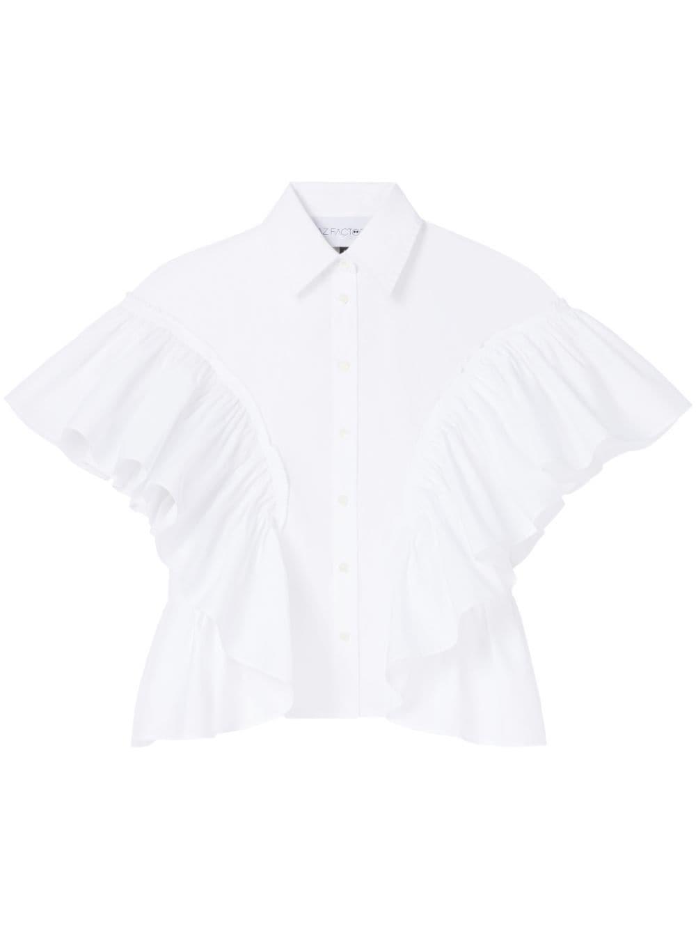 az factory ruffled sleeves cotton shirt