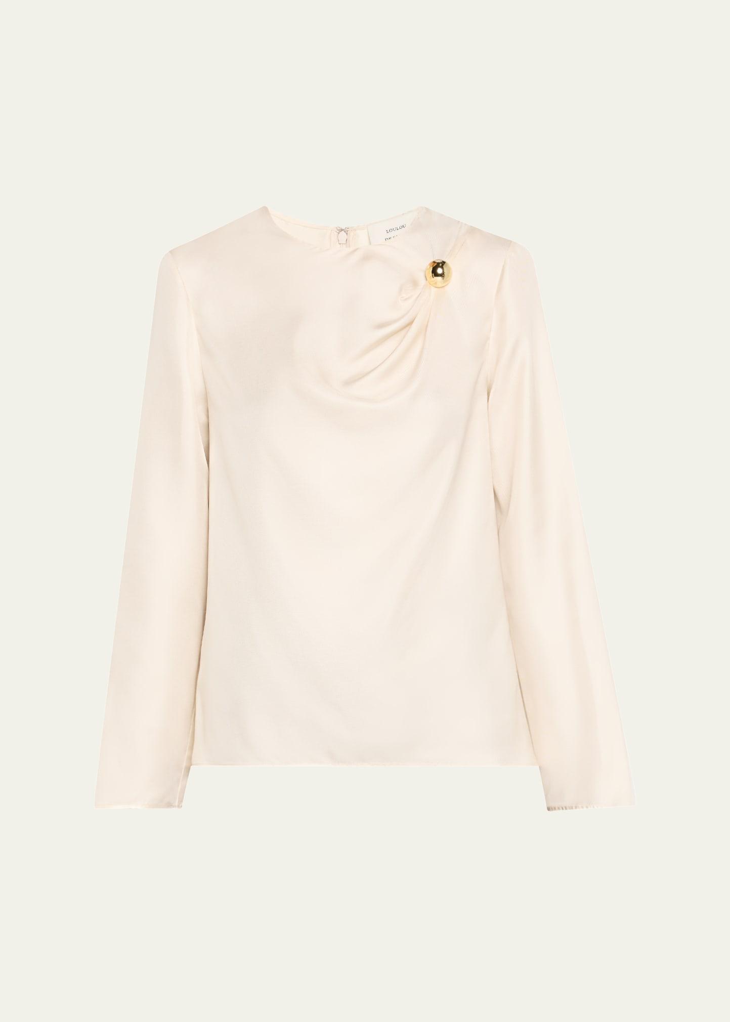 azae draped silk long-sleeve blouse