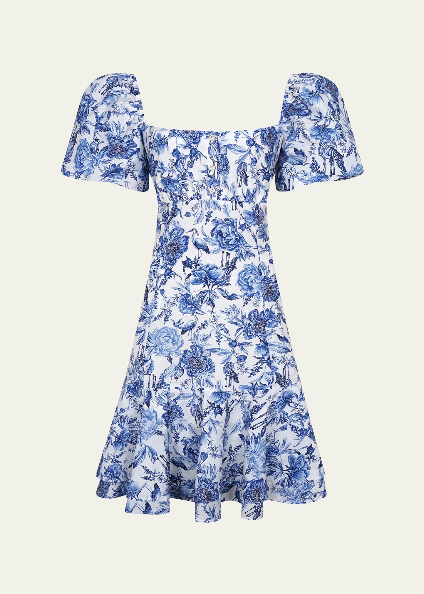 azalea scarlet puff-sleeve mini dress