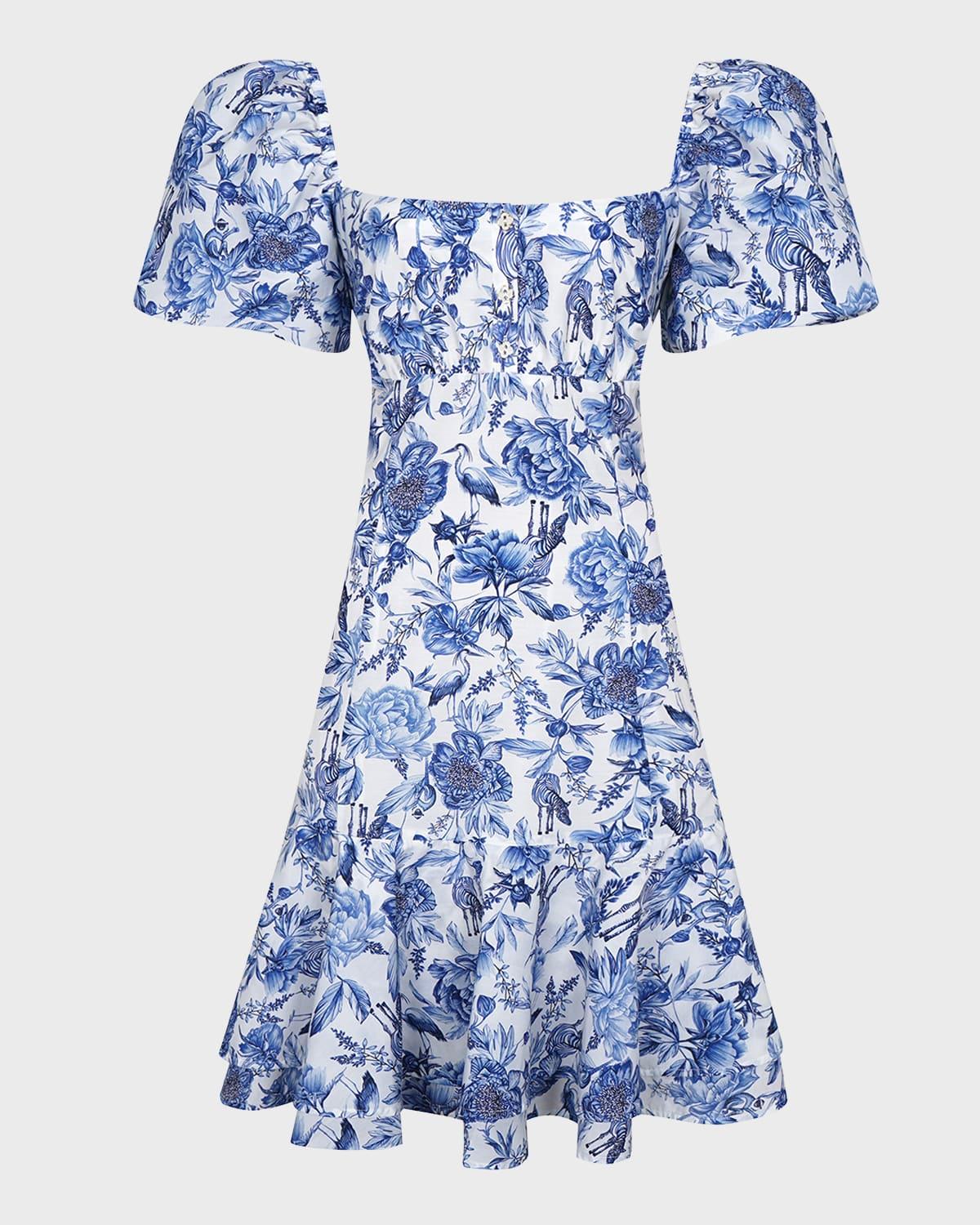 azalea scarlet puff-sleeve mini dress