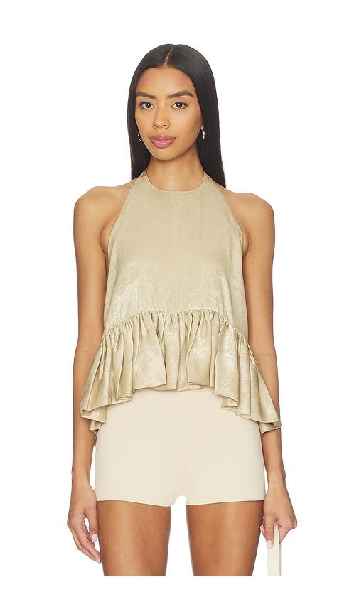 azeeza winston top in metallic gold.