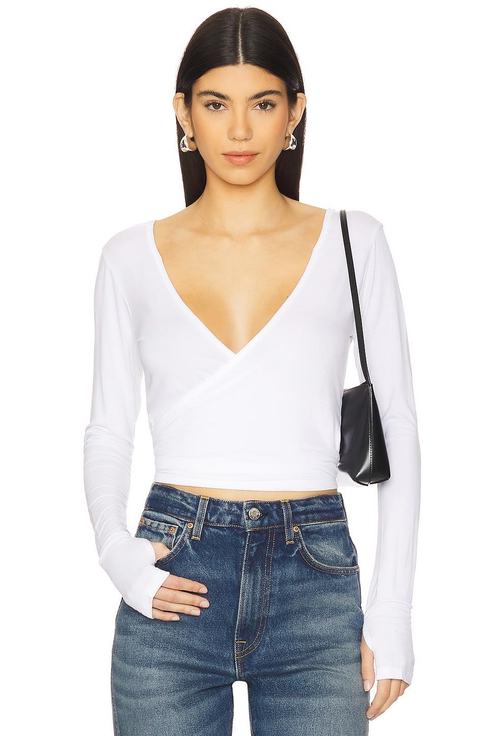 aziel long sleeve cross front top